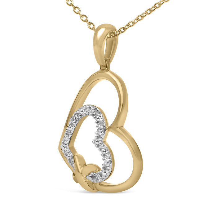 Diamond Accent Open Entwined Double Heart Pendant Necklace in Gold Vermeil, photo 4