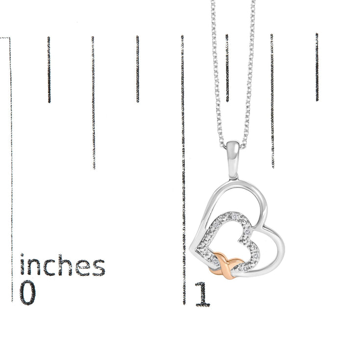 Double Heart Pendant Necklace with Diamond and 10K Rose Gold-Plated Accent in Sterling Silver, photo 5