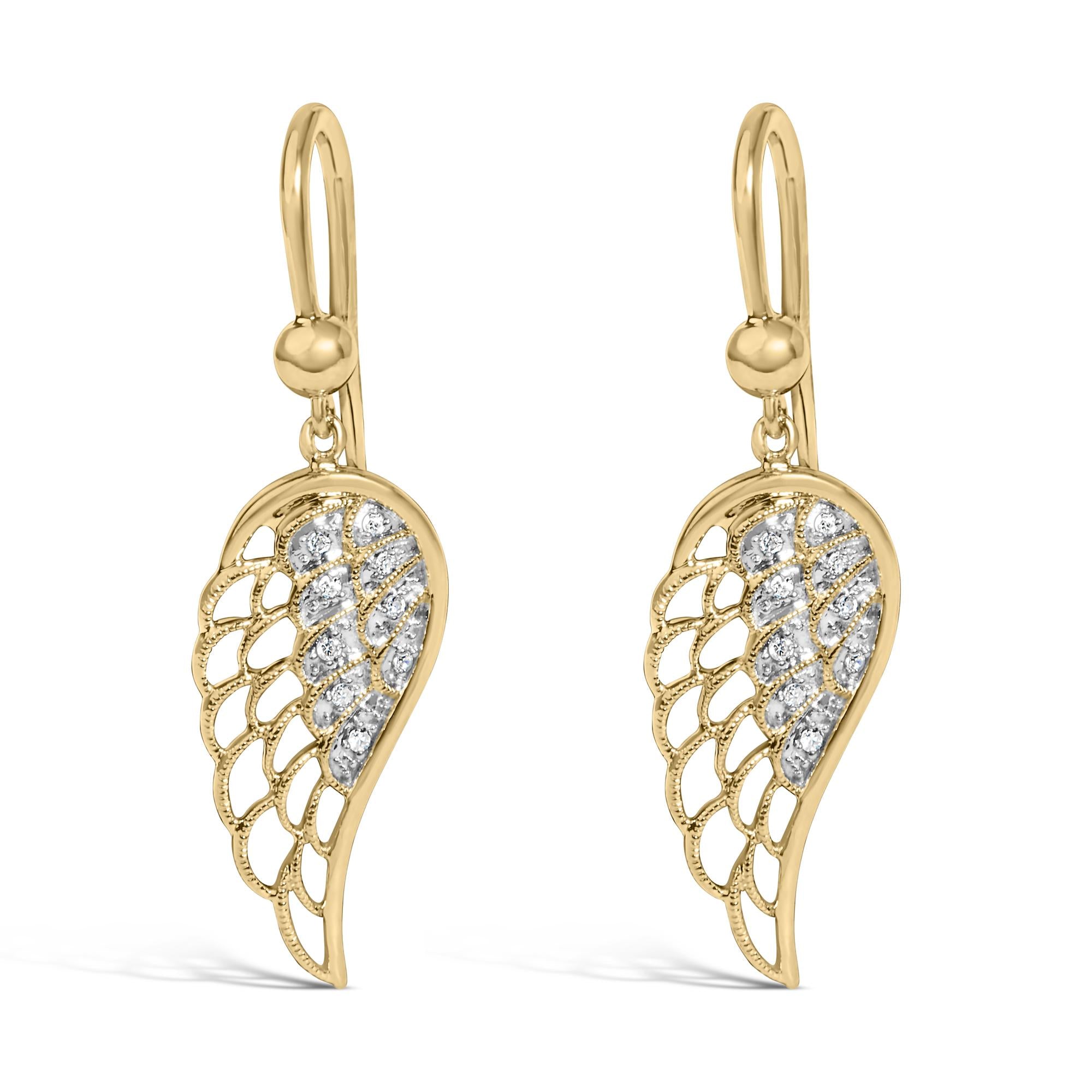 Diamond Accent Angel Wing Drop Earrings in Gold Vermeil, photo 1