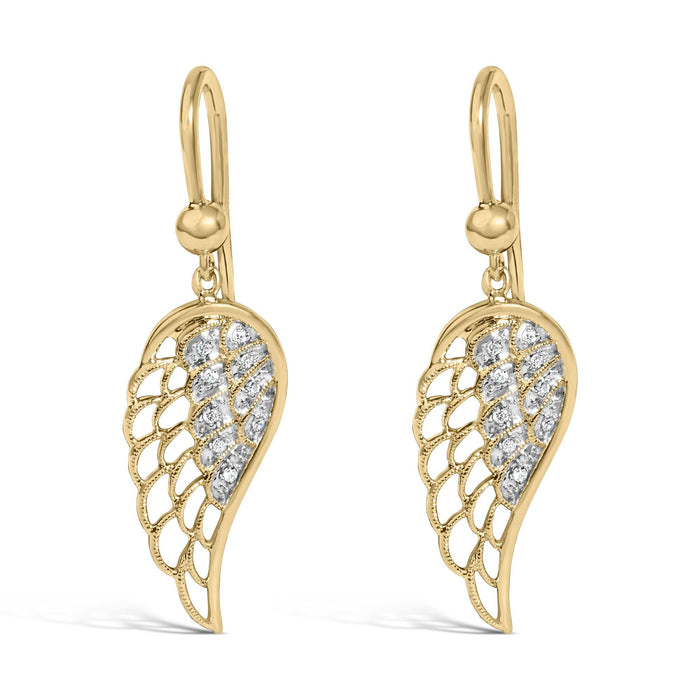 Diamond Accent Angel Wing Drop Earrings in Gold Vermeil, photo 1