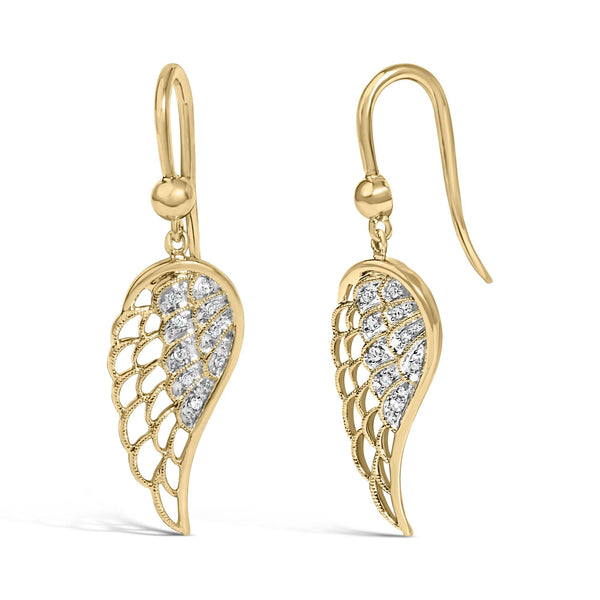 Diamond Accent Angel Wing Drop Earrings in Gold Vermeil, photo 2