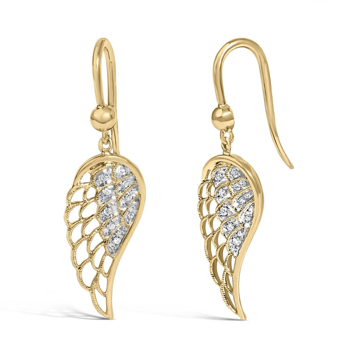 Diamond Accent Angel Wing Drop Earrings in Gold Vermeil, photo 2
