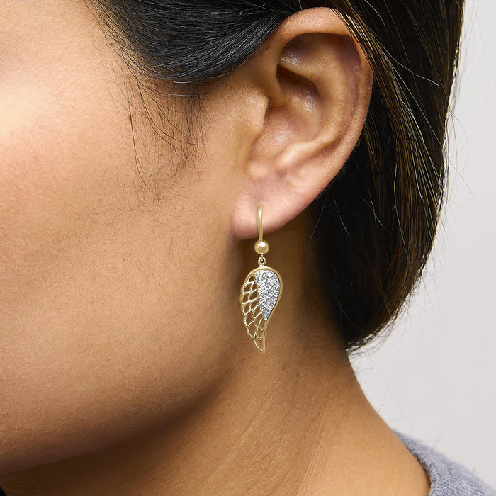 Diamond Accent Angel Wing Drop Earrings in Gold Vermeil, photo 3
