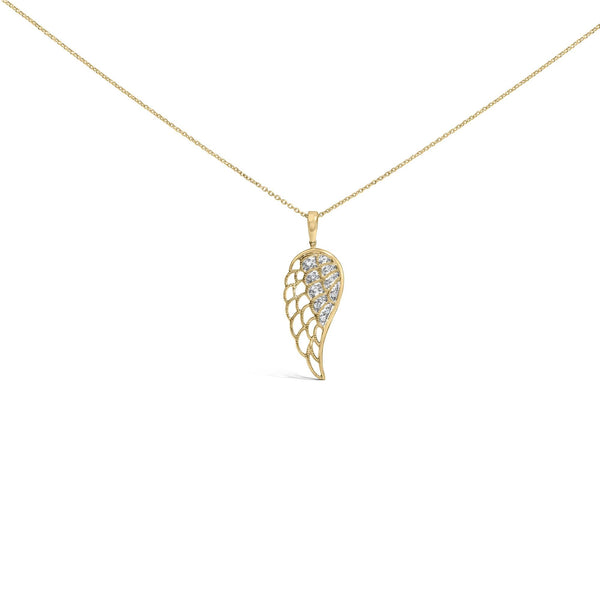 Diamond Accent Angel Wing Pendant Necklace in Gold Vermeil, photo 1