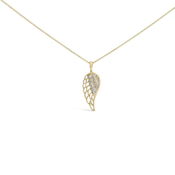 Diamond Accent Angel Wing Pendant Necklace in Gold Vermeil, photo 1