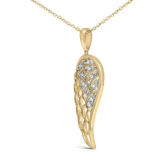 Diamond Accent Angel Wing Pendant Necklace in Gold Vermeil, photo 4