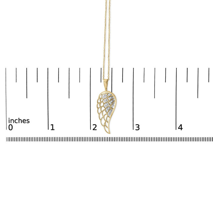 Diamond Accent Angel Wing Pendant Necklace in Gold Vermeil, photo 5