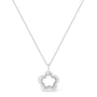 Collar con colgante de doble flor con acabado mate y satinado con detalle de diamante en plata de ley, foto 2