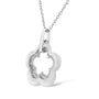 Collar con colgante de doble flor con acabado mate y satinado con detalle de diamante en plata de ley, foto 4