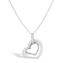 Collar con colgante de corazón con acabado mate y detalle de diamante en plata de ley, foto 1
