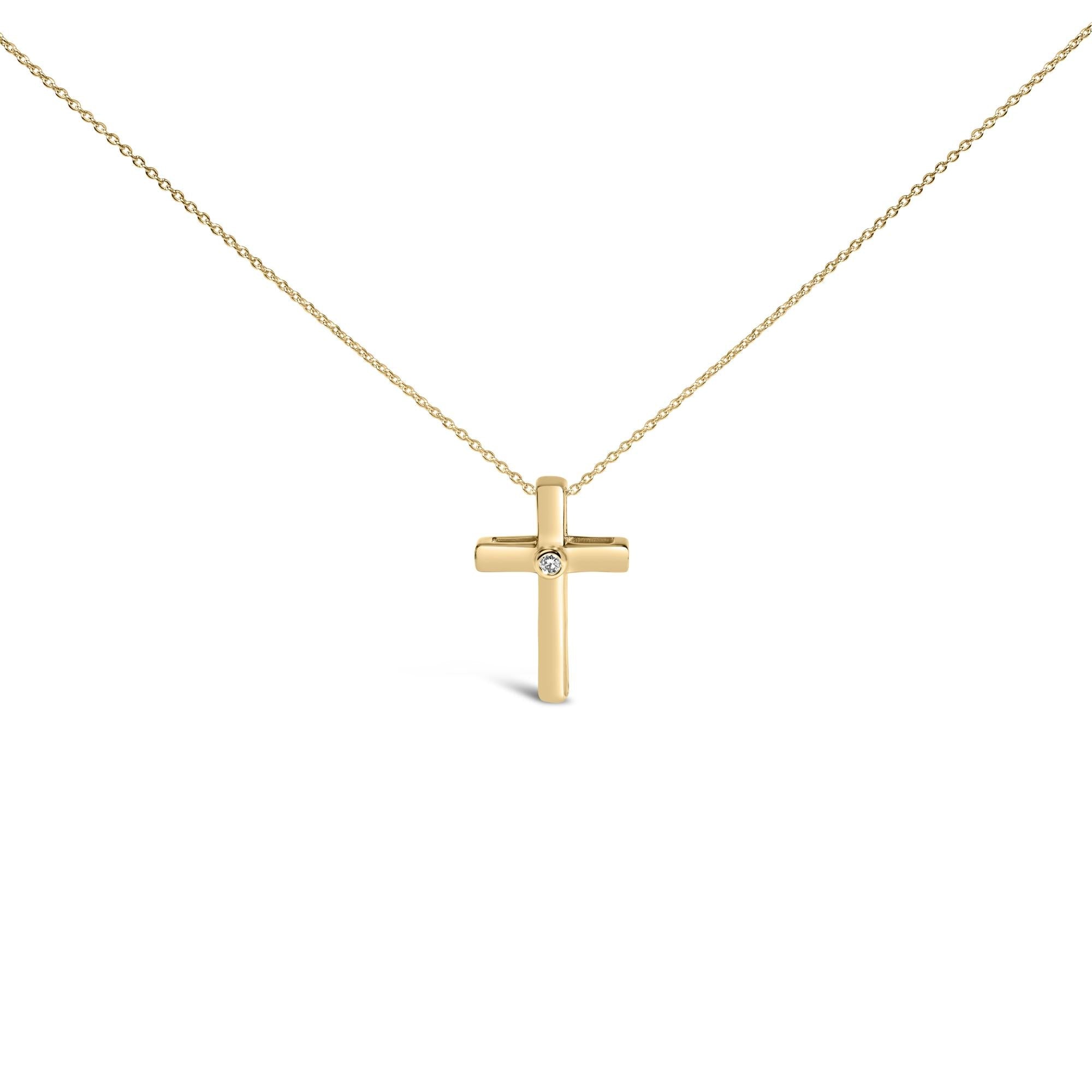 Diamond Accent Petite Rounded Cross Pendant Necklace in Gold Vermeil, photo 1