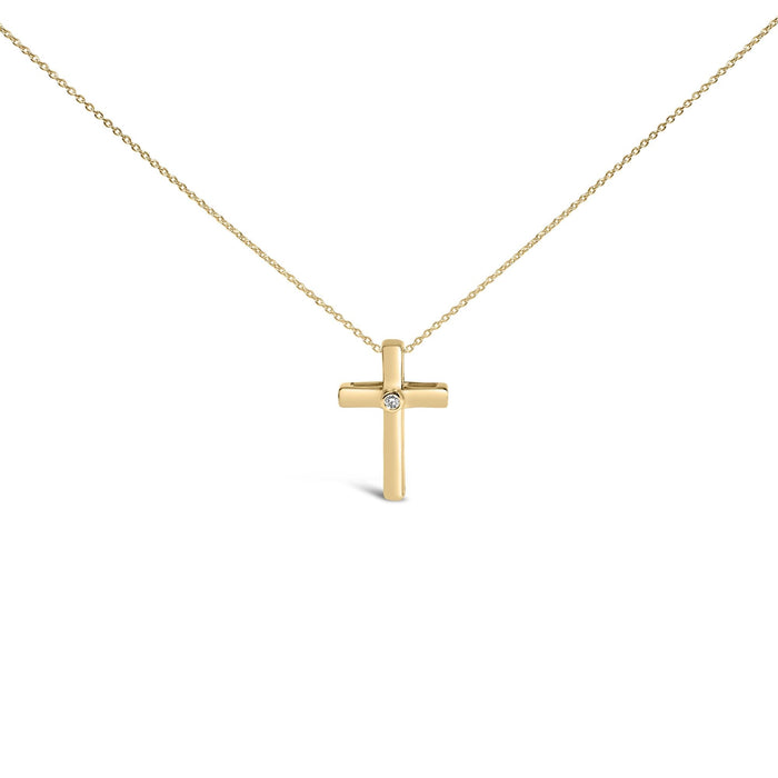 Diamond Accent Petite Rounded Cross Pendant Necklace in Gold Vermeil, photo 1
