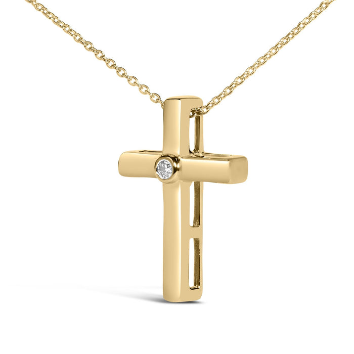 Diamond Accent Petite Rounded Cross Pendant Necklace in Gold Vermeil, photo 4