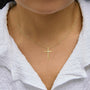 Diamond Accent Petite Rounded Cross Pendant Necklace in Gold Vermeil, photo 3