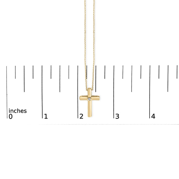 Diamond Accent Petite Rounded Cross Pendant Necklace in Gold Vermeil, photo 5
