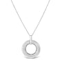 Prong-Set Diamond Accent Satin Finished Double Circle Pendant Necklace in Sterling Silver, photo 2