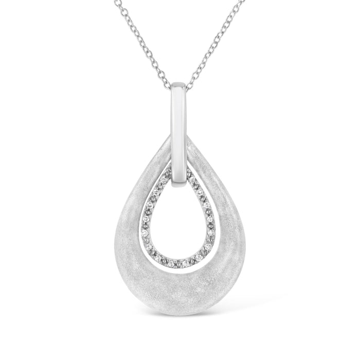 Prong-Set Diamond Accent Double Drop Design Pendant Necklace in Sterling Silver, photo 1