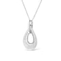 Prong-Set Diamond Accent Double Drop Design Pendant Necklace in Sterling Silver, photo 4