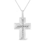 Prong-Set Diamond Accent Bold Cross Pendant Necklace in Sterling Silver, photo 1