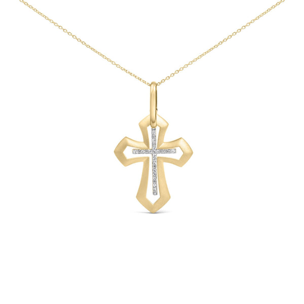 Diamond Accent Roman Cross Pendant Necklace in Gold Vermeil, photo 1