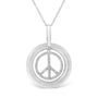 Matte Finish Diamond Accent Dancing Peace Sign Pendant Necklace in Sterling Silver, photo 1