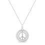 Matte Finish Diamond Accent Dancing Peace Sign Pendant Necklace in Sterling Silver, photo 2