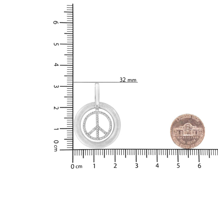 Matte Finish Diamond Accent Dancing Peace Sign Pendant Necklace in Sterling Silver, photo 6