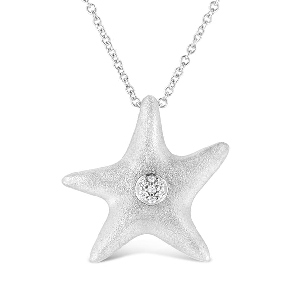 Collar con colgante de estrella de mar con racimo de 7 piedras y detalle de diamante de garras en plata de ley, foto 1