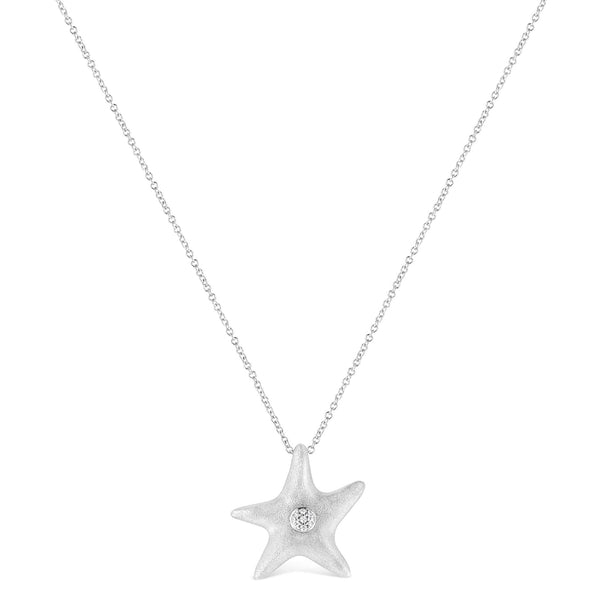 Collar con colgante de estrella de mar con racimo de 7 piedras y detalle de diamante de garras en plata de ley, foto 2