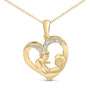 Diamond Accent Mom and Child Heart Pendant Necklace in Gold Vermeil, photo 2