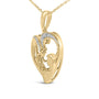 Diamond Accent Mom and Child Heart Pendant Necklace in Gold Vermeil, photo 4