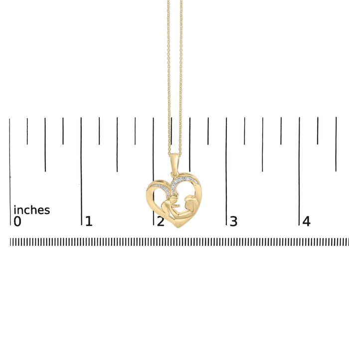 Diamond Accent Mom and Child Heart Pendant Necklace in Gold Vermeil, photo 5