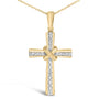 Diamond Accent Center Stripe Cross Pendant Necklace in Gold Vermeil, photo 2