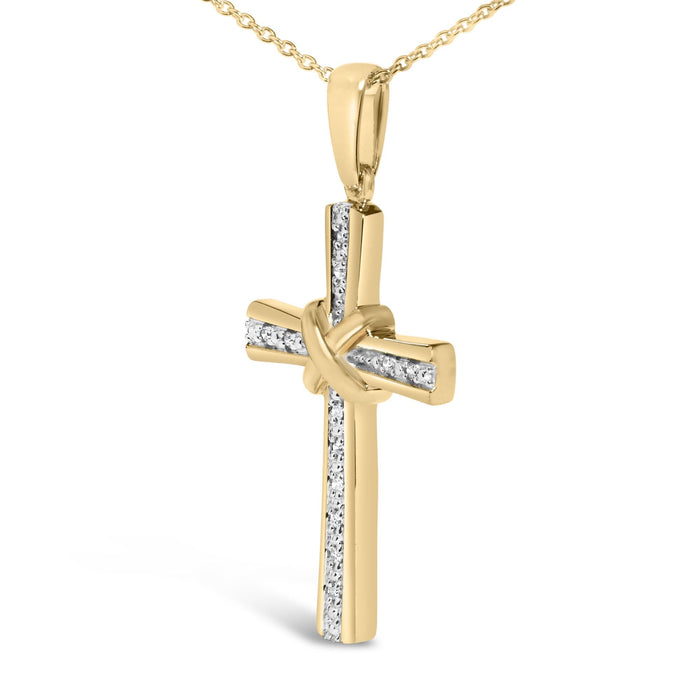 Diamond Accent Center Stripe Cross Pendant Necklace in Gold Vermeil, photo 4