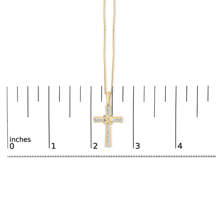 Diamond Accent Center Stripe Cross Pendant Necklace in Gold Vermeil, photo 5