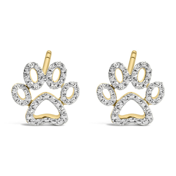 Aretes de huella de mascota con detalle de diamante en vermeil de oro, foto 1