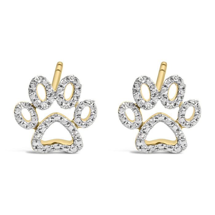 Aretes de huella de mascota con detalle de diamante en vermeil de oro, foto 1