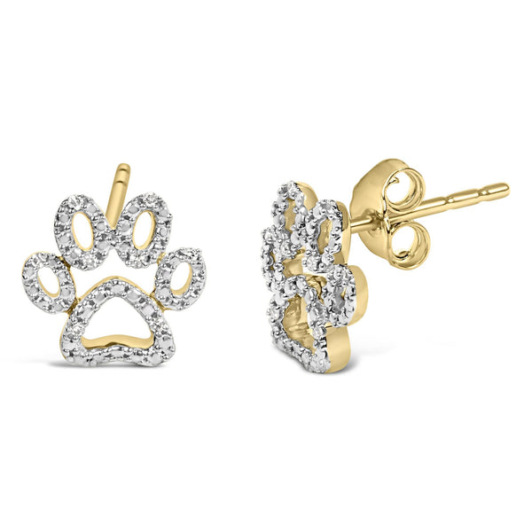 Aretes de huella de mascota con detalle de diamante en vermeil de oro, foto 2
