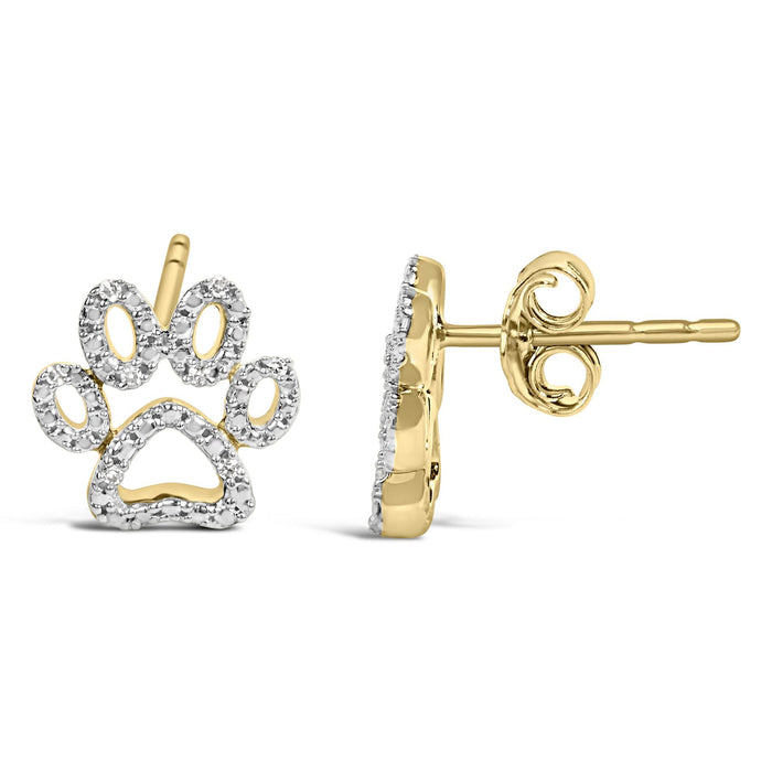 Aretes de huella de mascota con detalle de diamante en vermeil de oro, foto 4