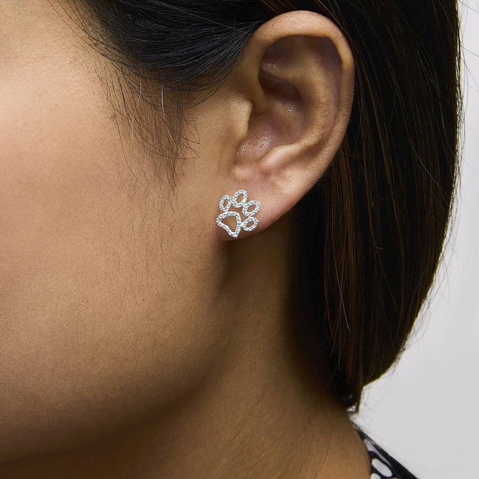 Aretes de huella de mascota con detalle de diamante en vermeil de oro, foto 3