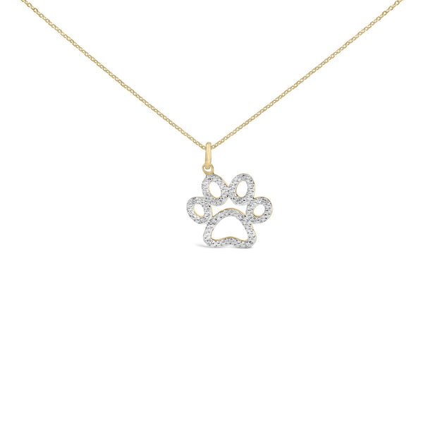 Collar con colgante de huella de mascota con detalle de diamante en vermeil de oro, foto 1