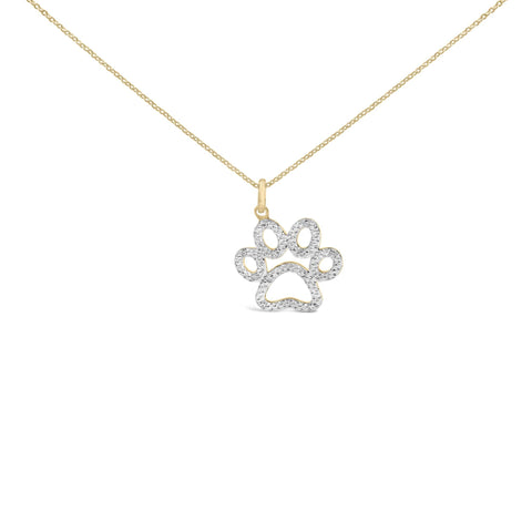 Diamond Accent Pet Paw Pendant Necklace in Gold Vermeil, photo 1