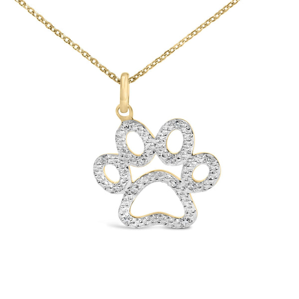 Collar con colgante de huella de mascota con detalle de diamante en vermeil de oro, foto 2