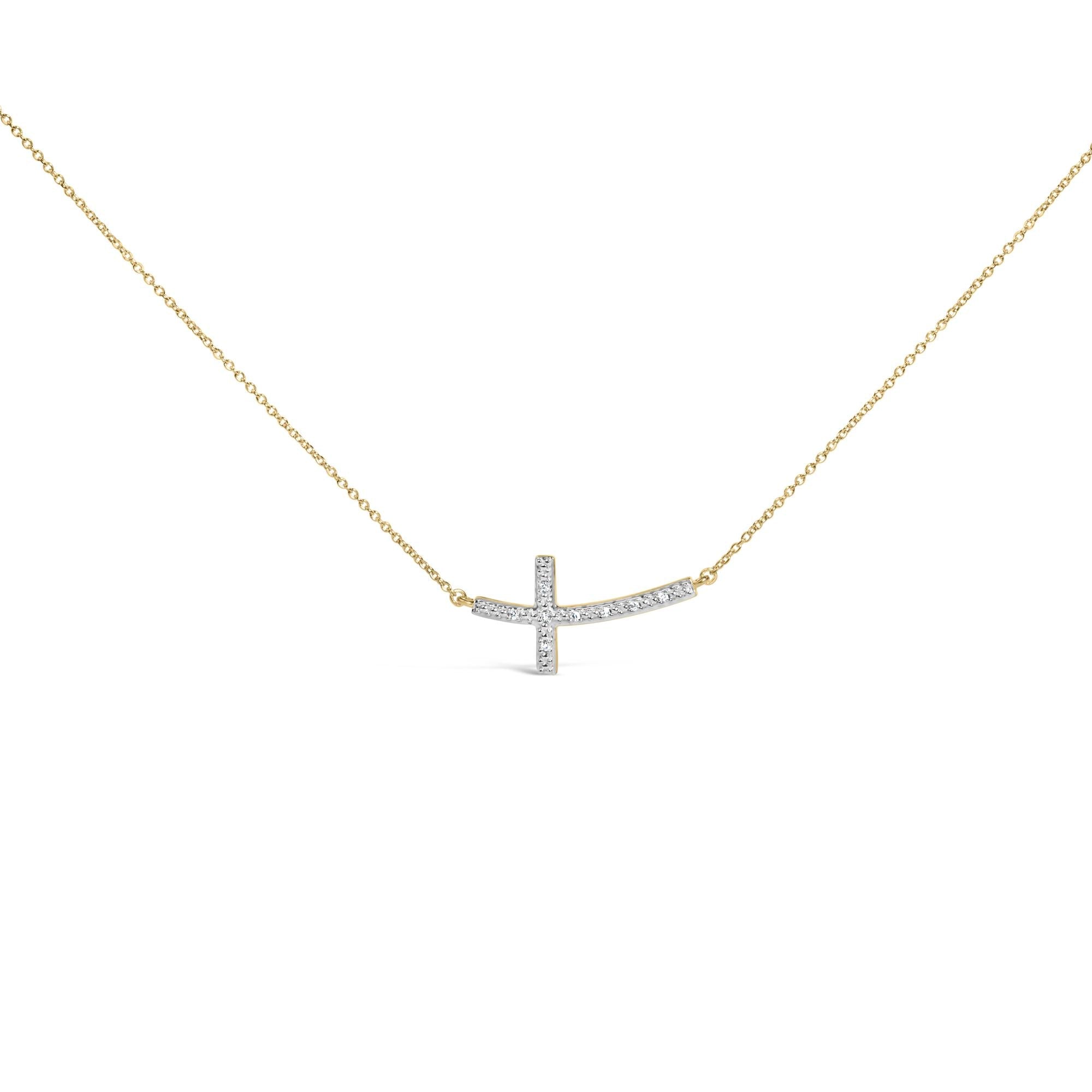 Collar de barra de cruz con detalle de diamante en vermeil de oro, foto 1