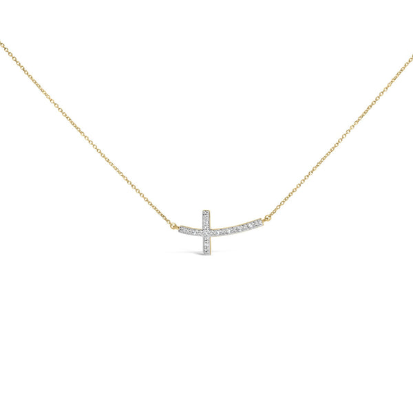 Diamond Accent Cross Bar Necklace in Gold Vermeil, photo 1