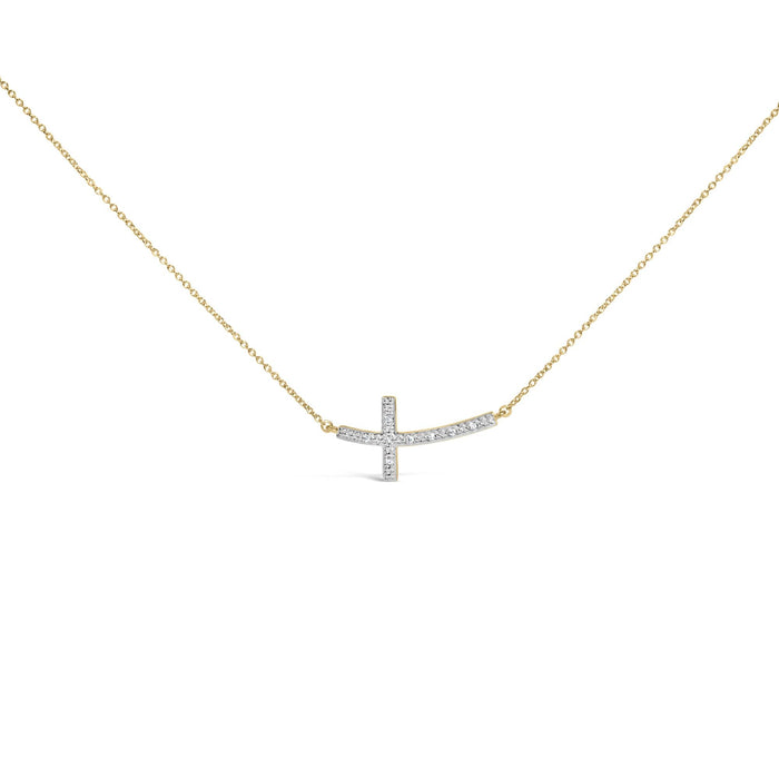 Collar de barra de cruz con detalle de diamante en vermeil de oro, foto 1