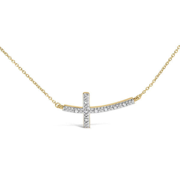 Diamond Accent Cross Bar Necklace in Gold Vermeil, photo 2