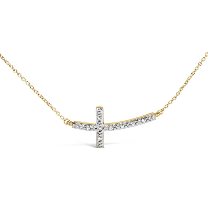 Collar de barra de cruz con detalle de diamante en vermeil de oro, foto 2