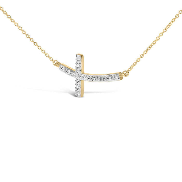 Collar de barra de cruz con detalle de diamante en vermeil de oro, foto 4
