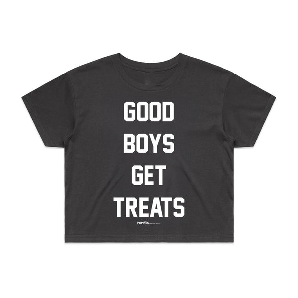 Good Boys Get Treats Crop Tee in puppies black